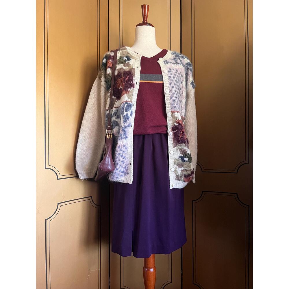 Vintage wool cardigan, cottage core style, size S